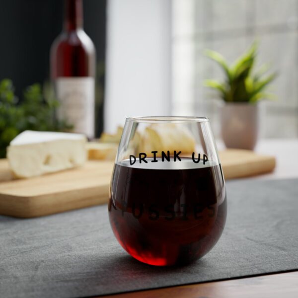 'Drink Up Pussies' Stemless Wine Glass, 11.75oz"