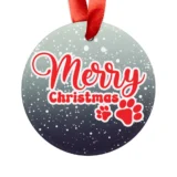 Merry Christmas ornament with paw prints