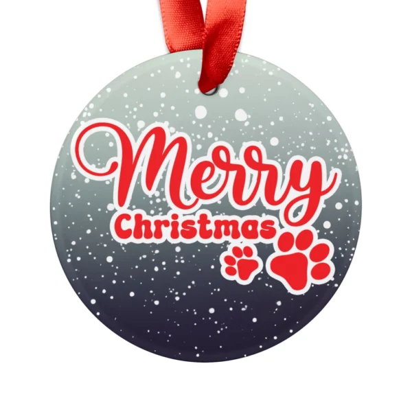 Merry Christmas ornament with paw prints