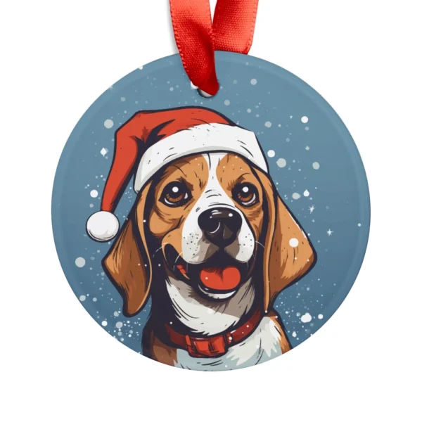 Beagle wearing Santa hat Christmas ornament.