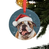 Christmas bulldog ornament on tree