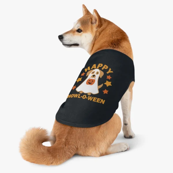 Dog wearing Happy Howl-O-Ween costume