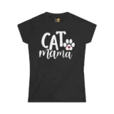 Black T-shirt with 'Cat Mama' design