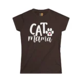 Brown Cat Mama T-shirt with paw print design