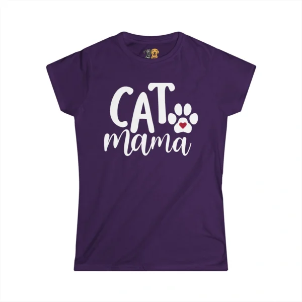 Purple shirt 'Cat Mama' with paw print.