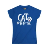 Blue Cat Mama T-shirt with paw print