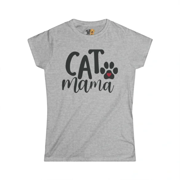 Gray 'Cat Mama' t-shirt with paw print design.