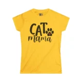 Yellow T-shirt with 'Cat Mama' text