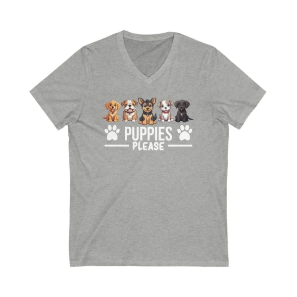 Gray T-shirt with 'Puppies Please' and cartoon puppies