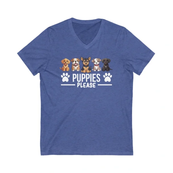 Blue t-shirt with Puppies Please design