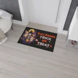 Halloween doormat with dogs in costumes